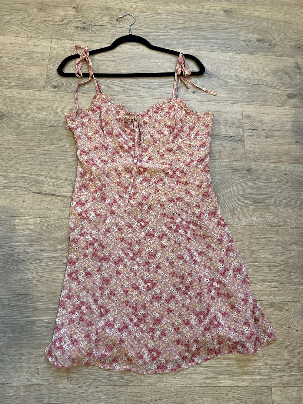 Dress Forum Pink Floral Tie-Shoulder Mini Dress